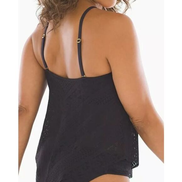 NWT! Bleu Rod Beattie Womens Black High Neck Crochet Tankini Top - Size 8 - Picture 2 of 11